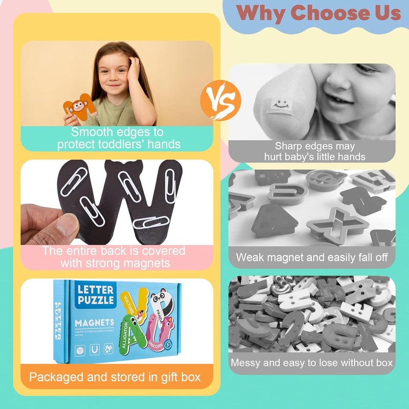 Thboxes Magnetic Letters and Numbers, 52 Pieces Colorful Fridge Magnets for Toddlers 3-5, 26 Uppercase Magnetic Letters 21 Numbers 5 Symbols, for Kids Toddlers Preschool Spelling Learning - Image 4